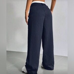 SHEIN Black and White Striped Wide Leg Pants